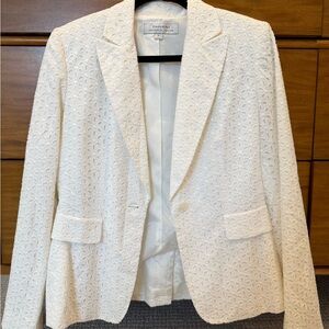 Tahari ASL White Eyelet Blazer
